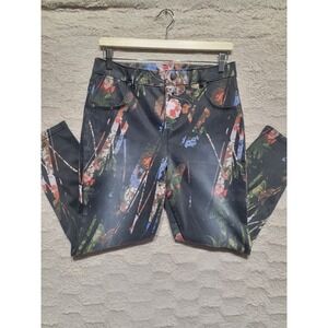 HUE Old Masters Denim High Rise Skimmer Floral Print Leggings Multi U22098H L
